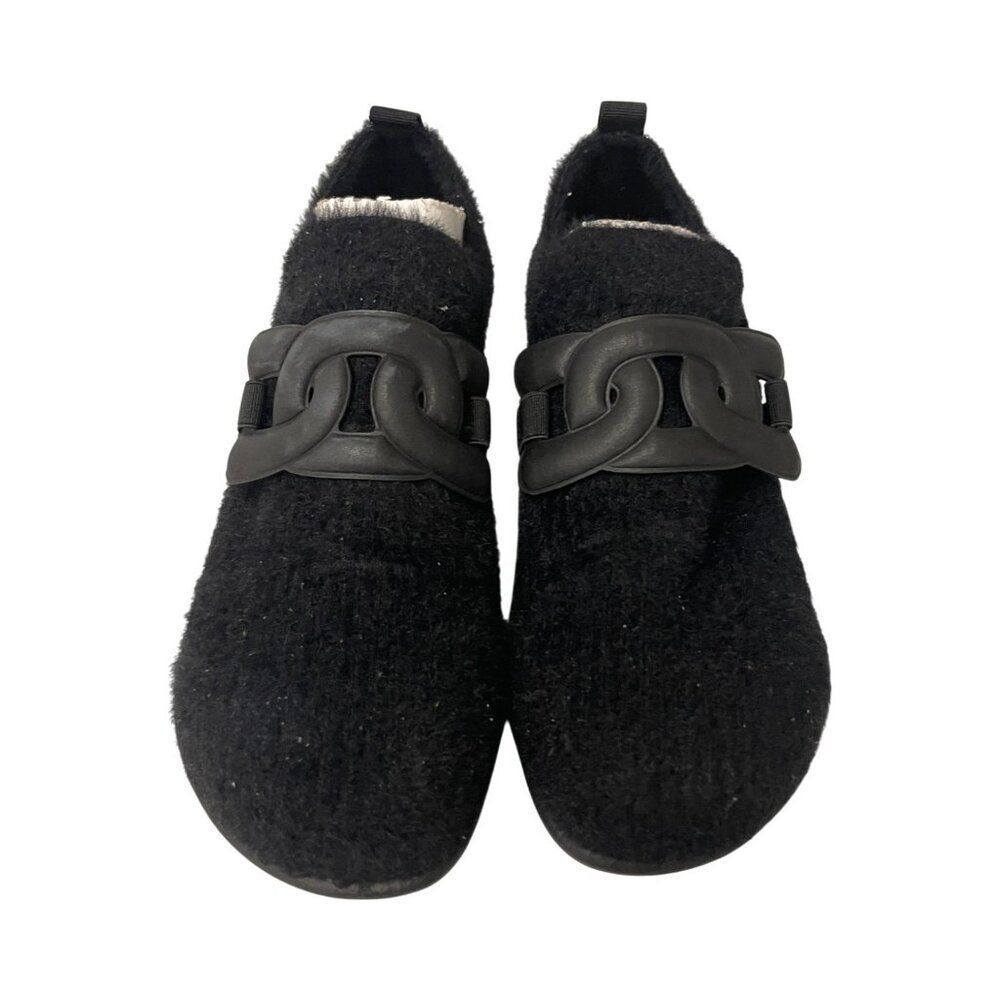 Naot Womens Shoes EU 37 US 6 Black Vegan Felt Comfort Stretch Fuzzy Flats NWOB